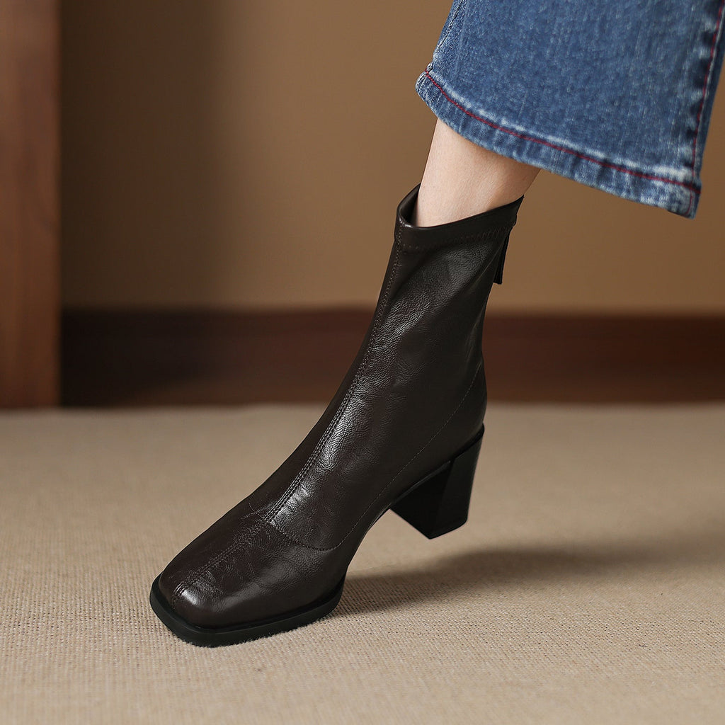 [Moloershow] 하퍼 스퀘어토 스판 6.5cm 앵클부츠 (기본/기모)