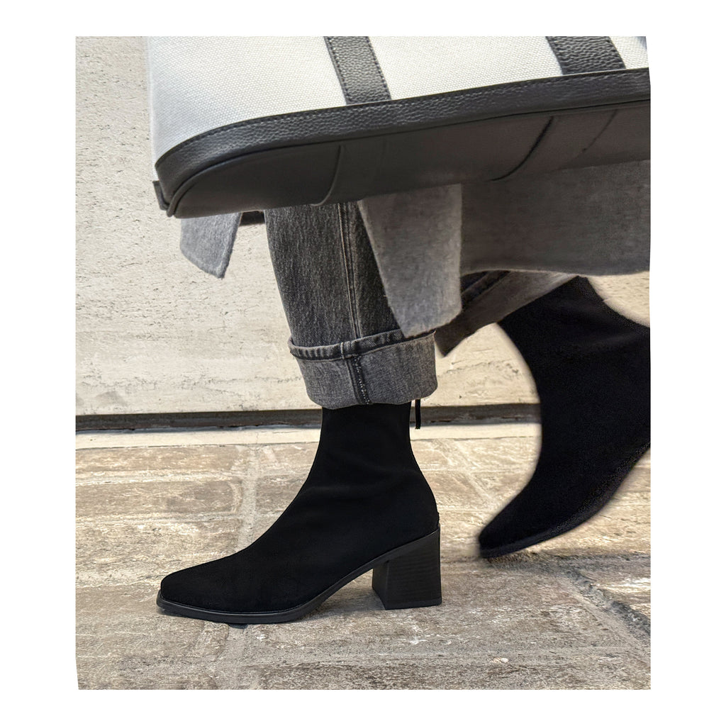 [Moloershow] 카이아 스웨이드 스퀘어토 6.5cm 스판 슬림핏 부츠