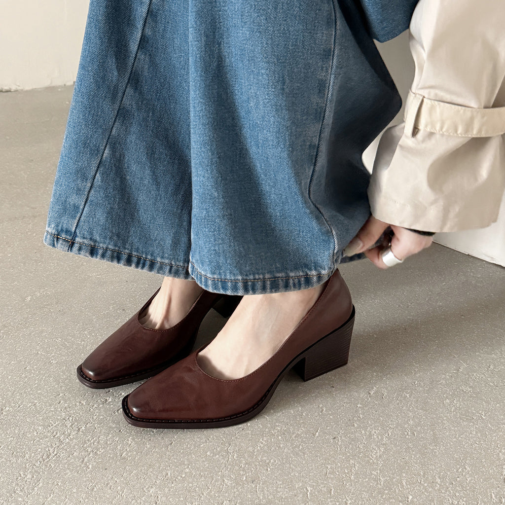 르 마레(Le Marais) 스퀘어 블록 펌프스 - 브라운