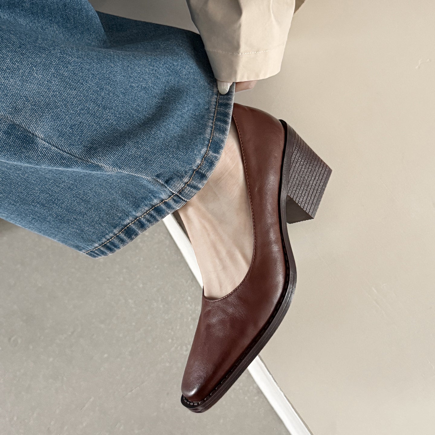 르 마레(Le Marais) 스퀘어 블록 펌프스 - 브라운