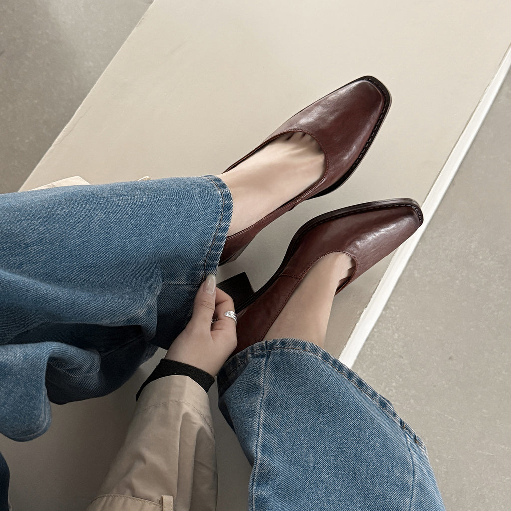 르 마레(Le Marais) 스퀘어 블록 펌프스 - 브라운