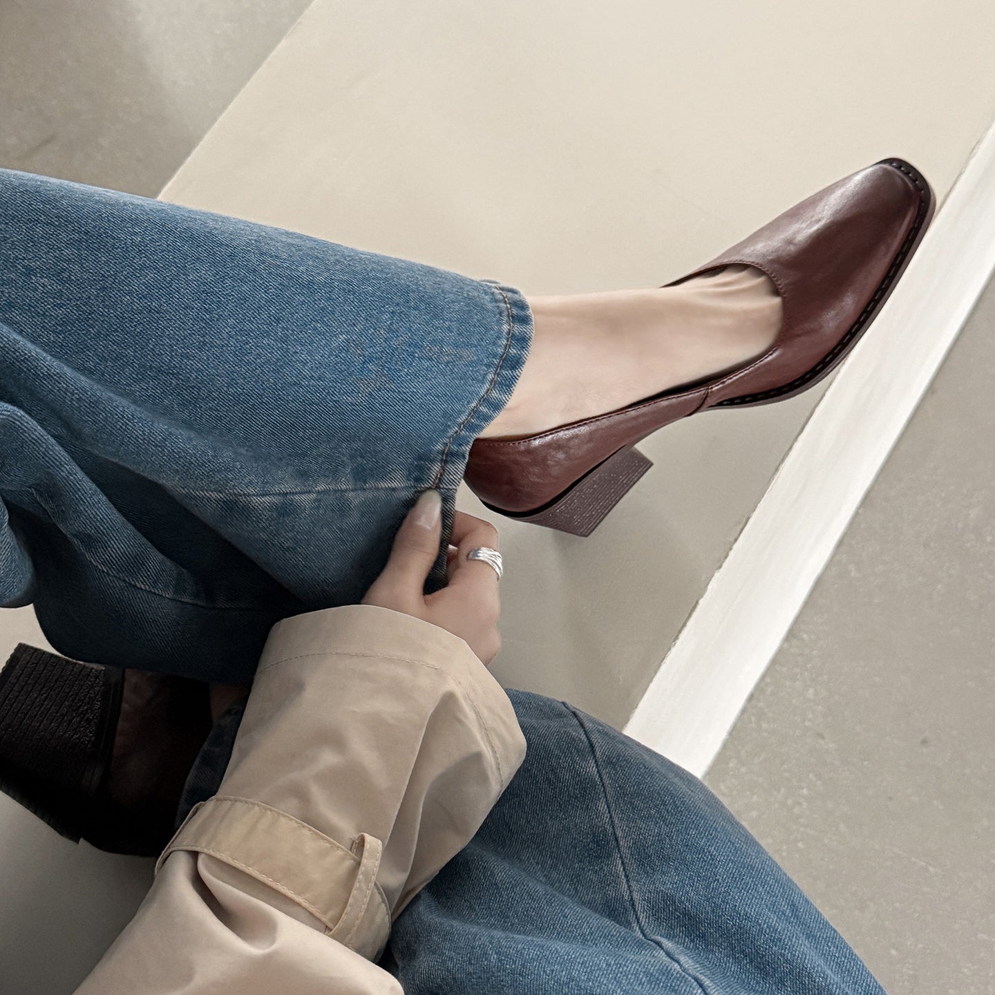 르 마레(Le Marais) 스퀘어 블록 펌프스 - 브라운