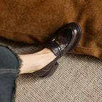 [M119] 뤼에르(Lueur) 각진코 통굽 로퍼 키높이 구두 5cm - 브라운