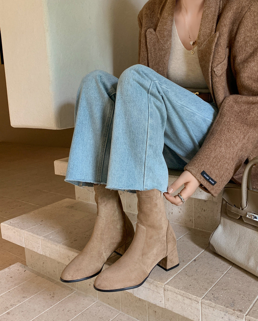 [Moloershow] 루나 라운드토 스판 5cm 삭스부츠 (33-40사이즈)