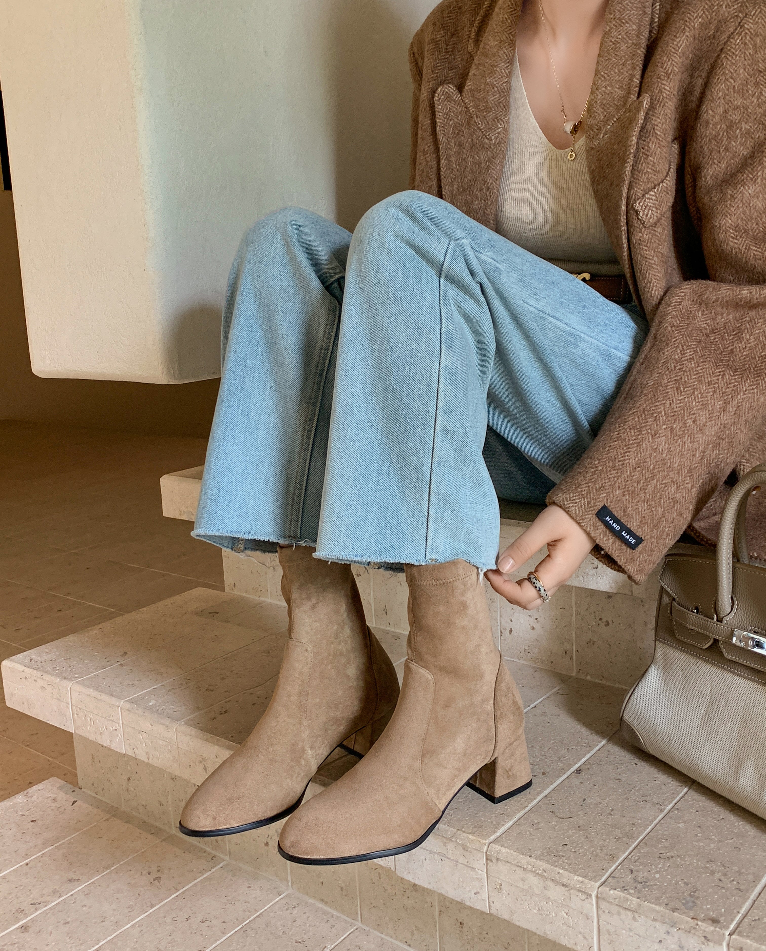 [Moloershow] 루나 라운드토 스판 5cm 삭스부츠 (33-40사이즈)