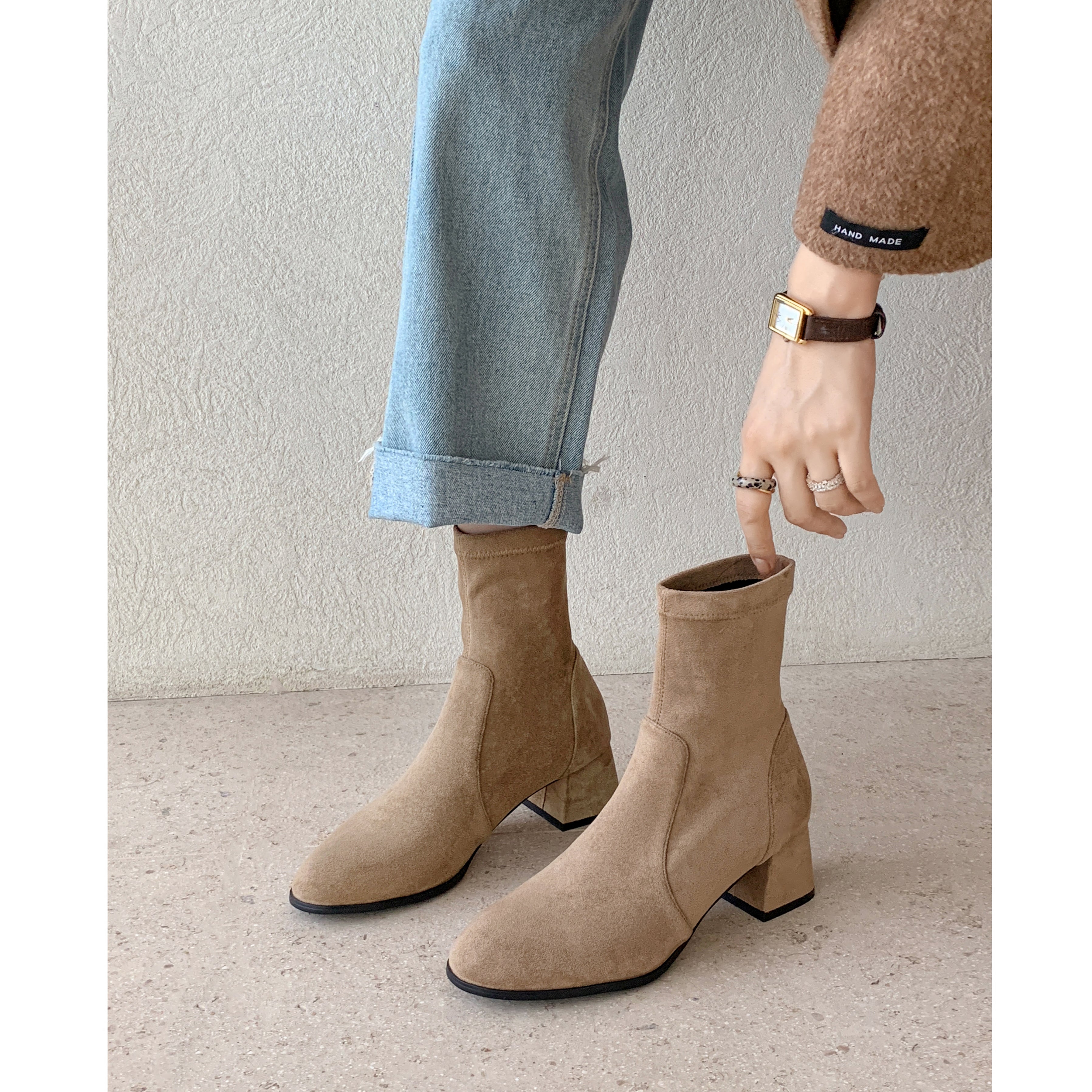 [Moloershow] 루나 라운드토 스판 5cm 삭스부츠 (33-40사이즈)