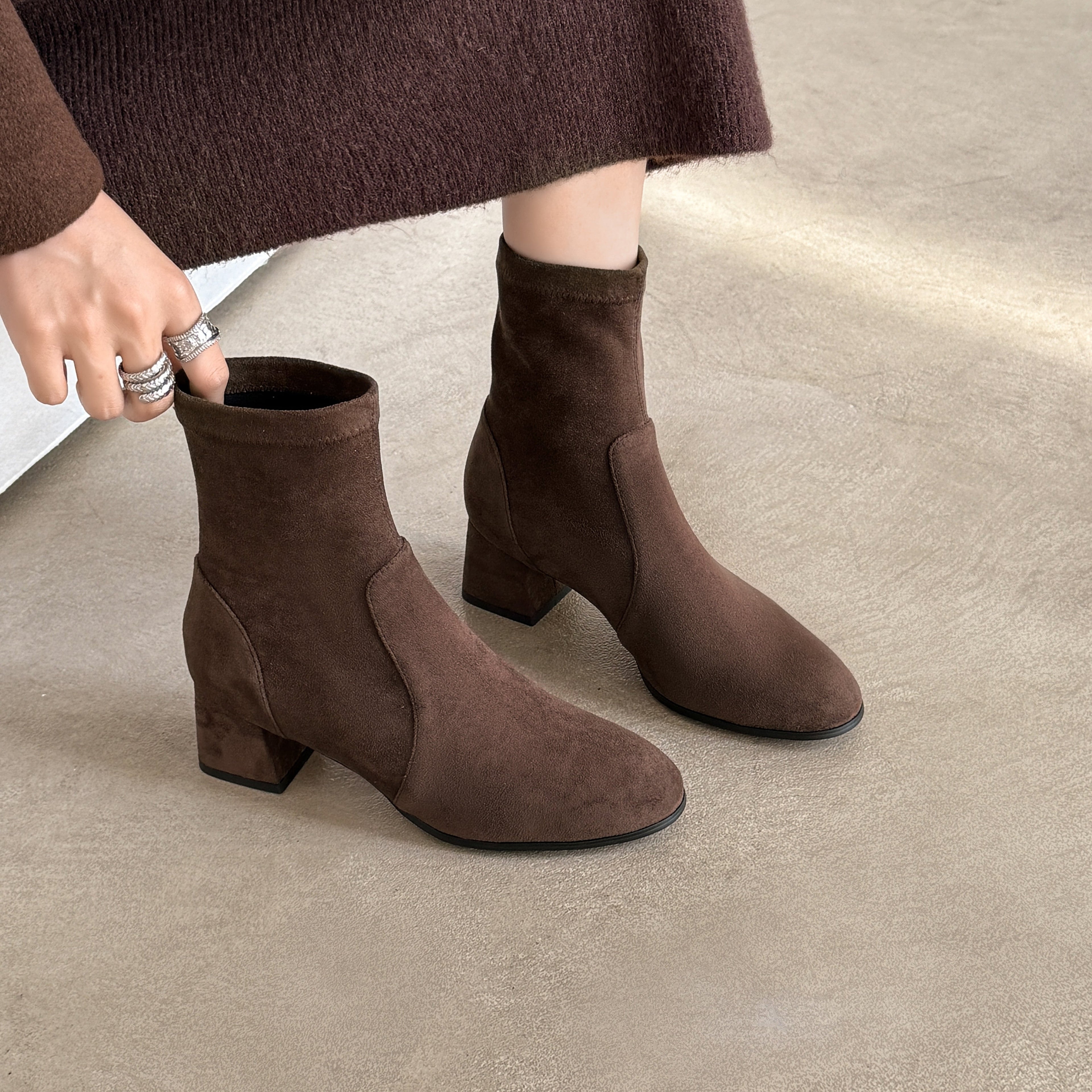 [Moloershow] 루나 라운드토 스판 5cm 삭스부츠 (33-40사이즈)