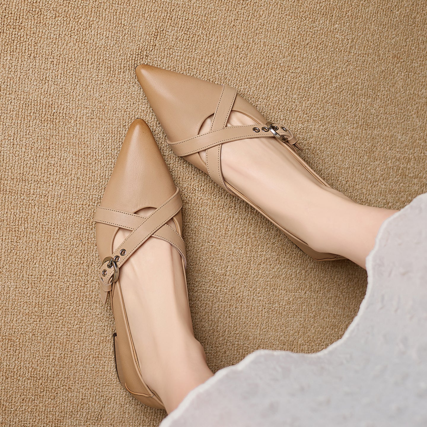 [M122] 뤼네트(Lunette)메리제인 로퍼 3.5cm 통굽 - 애프리콧