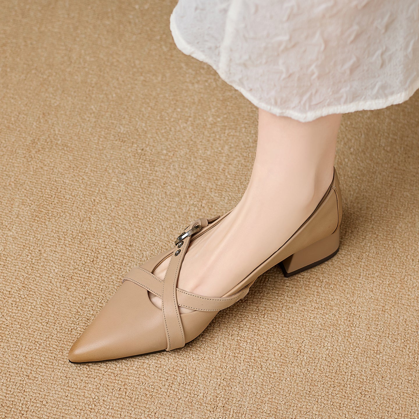 [M122] 뤼네트(Lunette)메리제인 로퍼 3.5cm 통굽 - 애프리콧