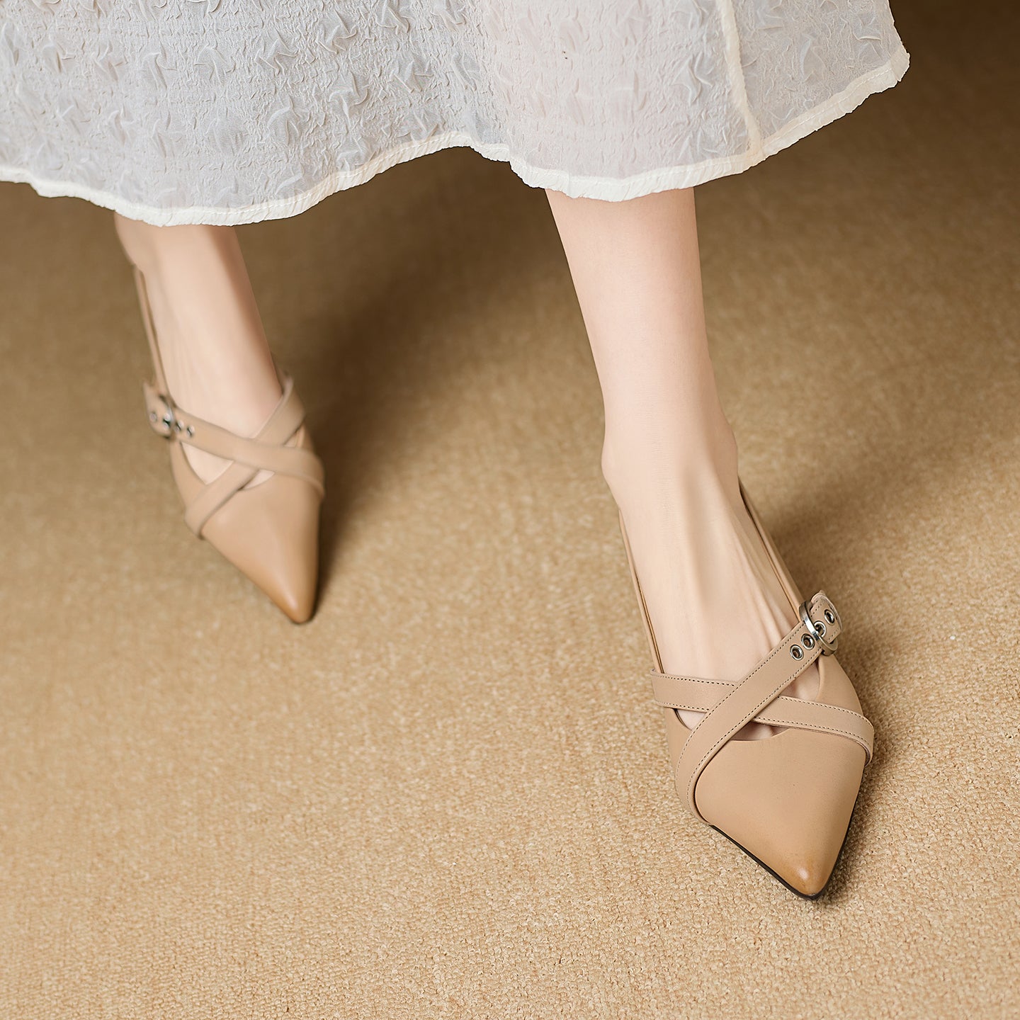 [M122] 뤼네트(Lunette)메리제인 로퍼 3.5cm 통굽 - 애프리콧