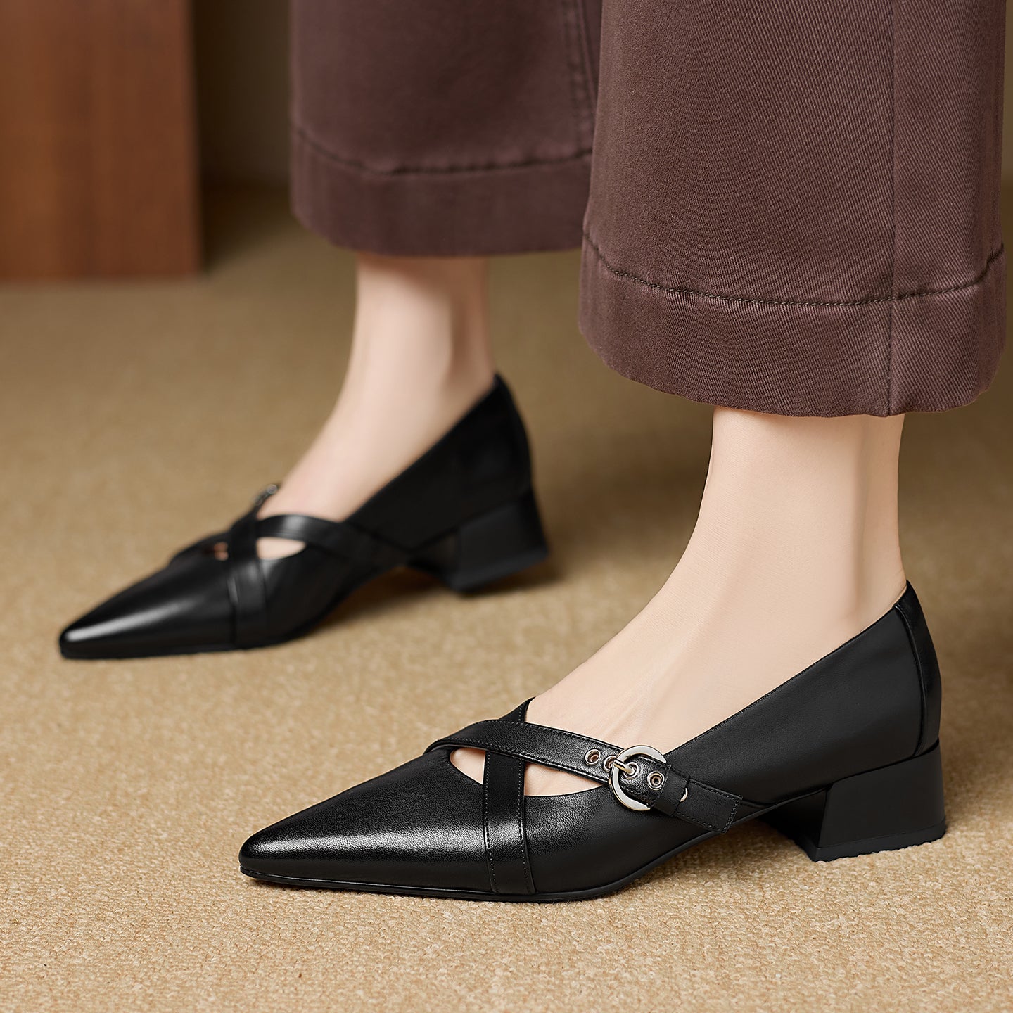 [M122] 뤼네트(Lunette)메리제인 로퍼 3.5cm 통굽 - 블랙