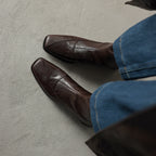 마고(The Margot) 양가죽 세미 스퀘어토 앵클부츠 (3cm) - 브라운