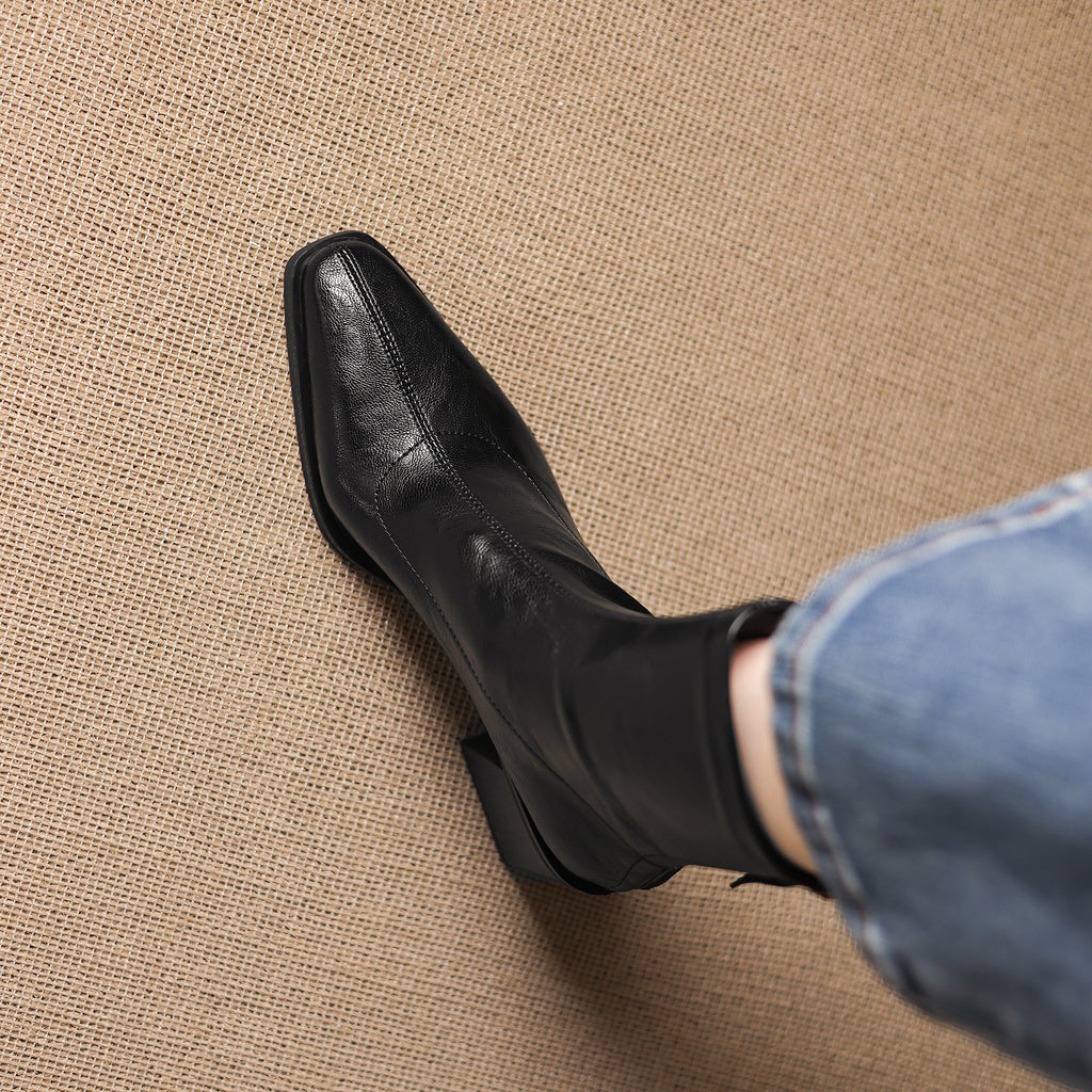 [Moloershow] 마야 스퀘어토 스판 6.5cm 앵클부츠 (기본/기모)