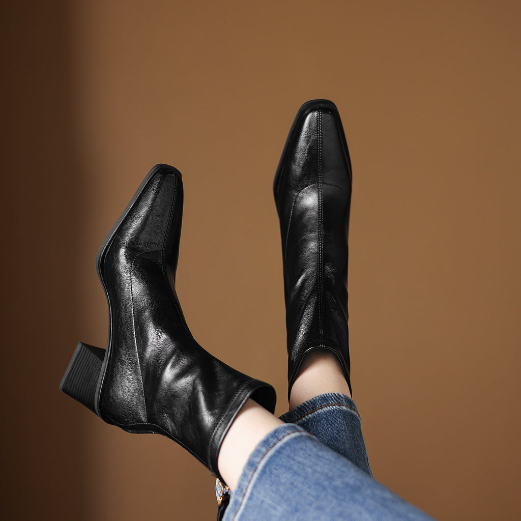 [Moloershow] 마야 스퀘어토 스판 6.5cm 앵클부츠 (기본/기모)