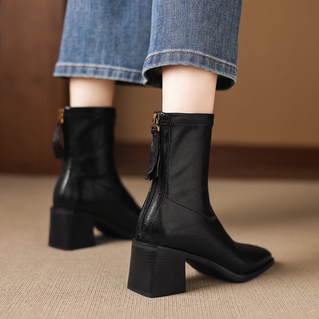 [Moloershow] 마야 스퀘어토 스판 6.5cm 앵클부츠 (기본/기모)