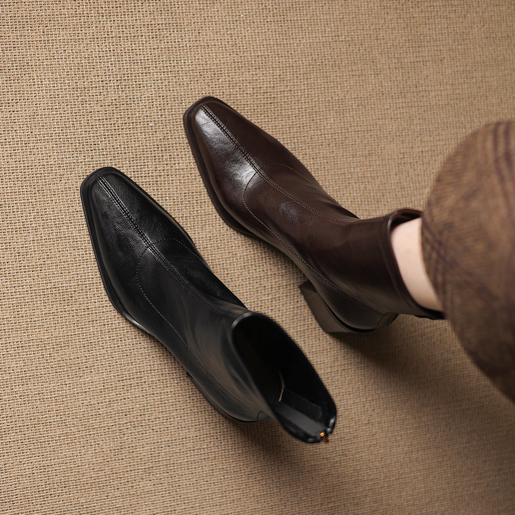 [Moloershow] 마야 스퀘어토 스판 6.5cm 앵클부츠 (기본/기모)