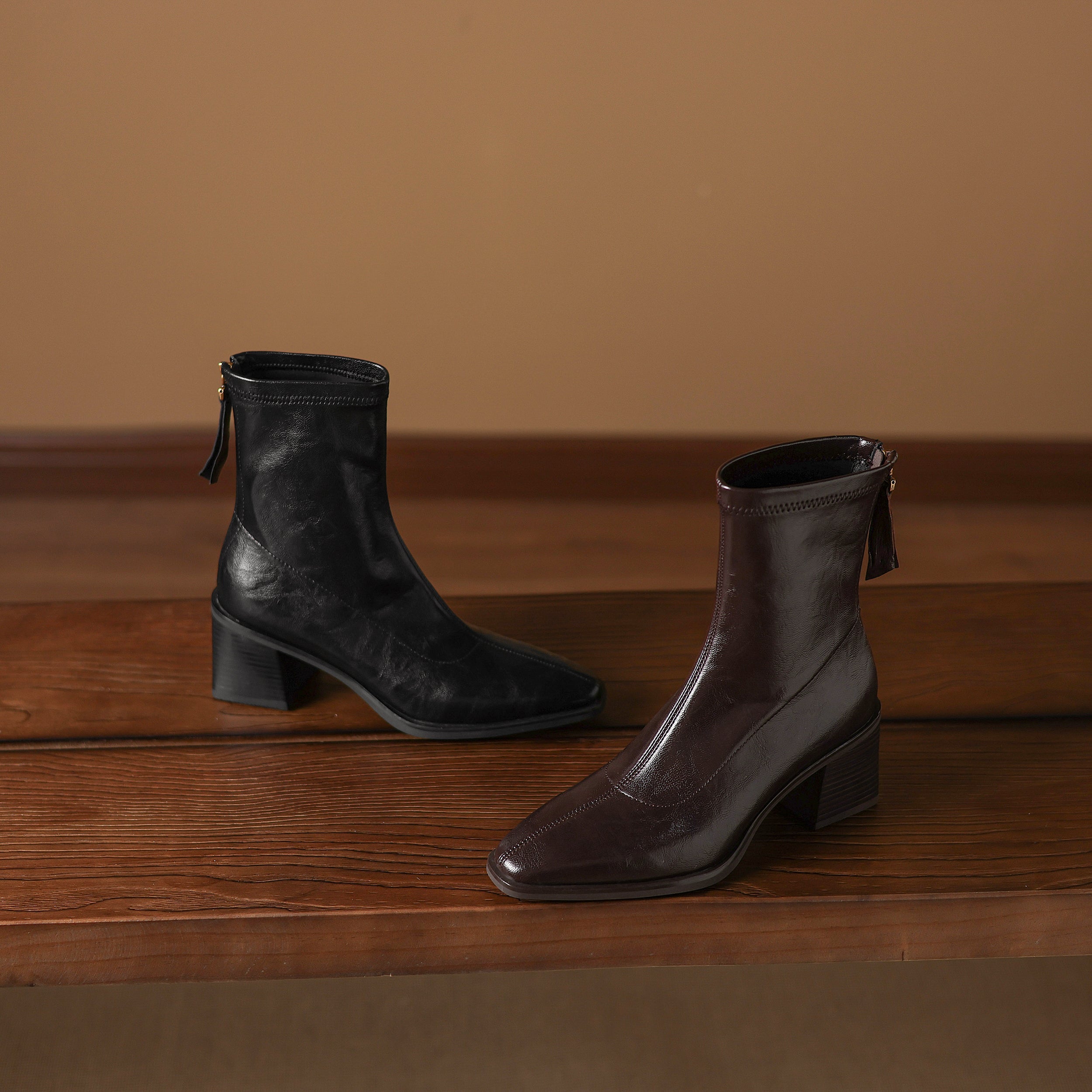 [Moloershow] 마야 스퀘어토 스판 6.5cm 앵클부츠 (기본/기모)