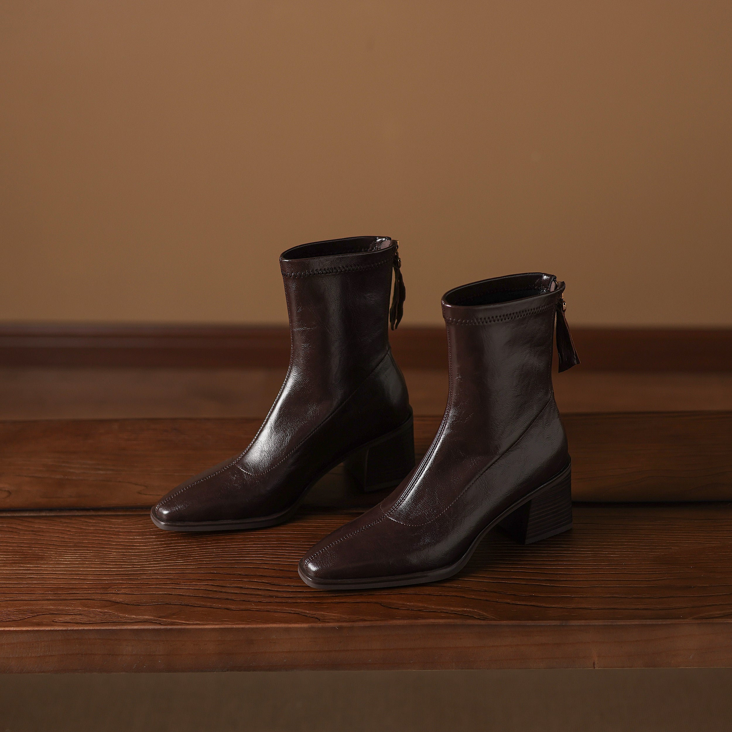 [Moloershow] 마야 스퀘어토 스판 6.5cm 앵클부츠 (기본/기모)