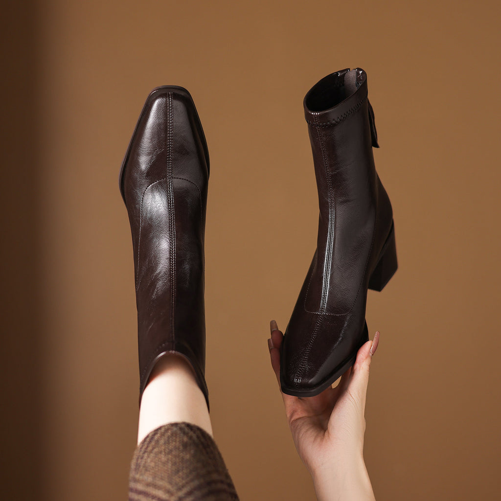 [Moloershow] 마야 스퀘어토 스판 6.5cm 앵클부츠 (기본/기모)