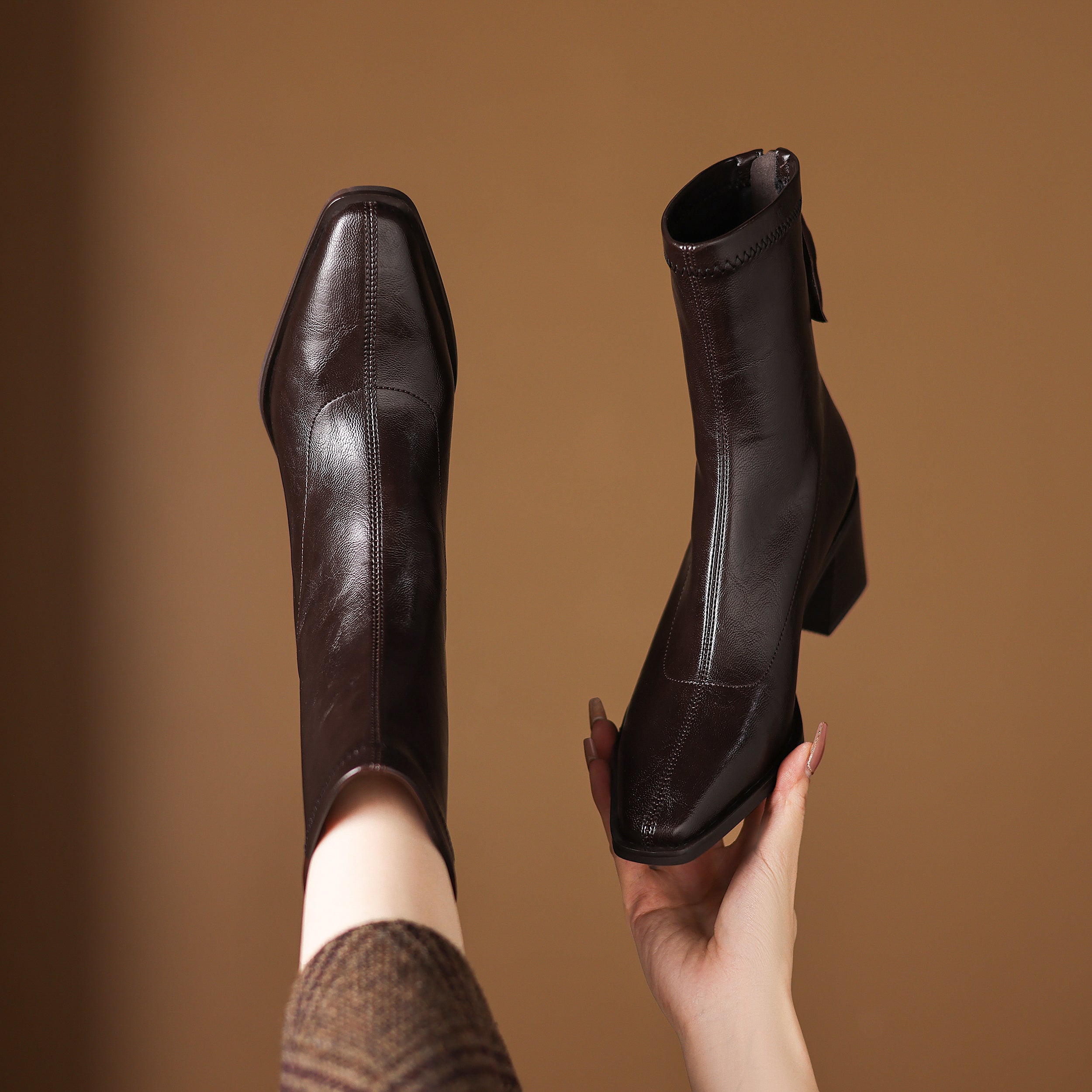 [Moloershow] 마야 스퀘어토 스판 6.5cm 앵클부츠 (기본/기모)