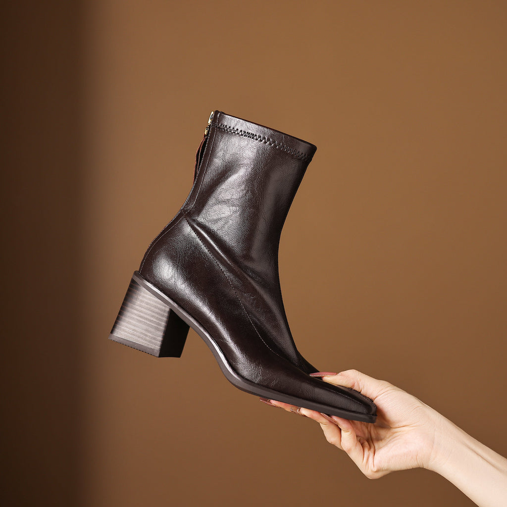 [Moloershow] 마야 스퀘어토 스판 6.5cm 앵클부츠 (기본/기모)