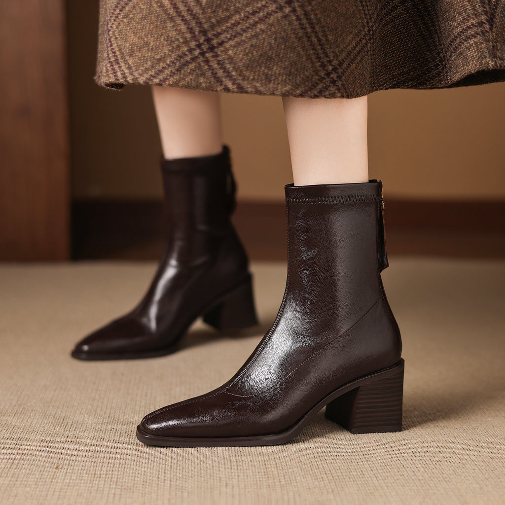 [Moloershow] 마야 스퀘어토 스판 6.5cm 앵클부츠 (기본/기모)