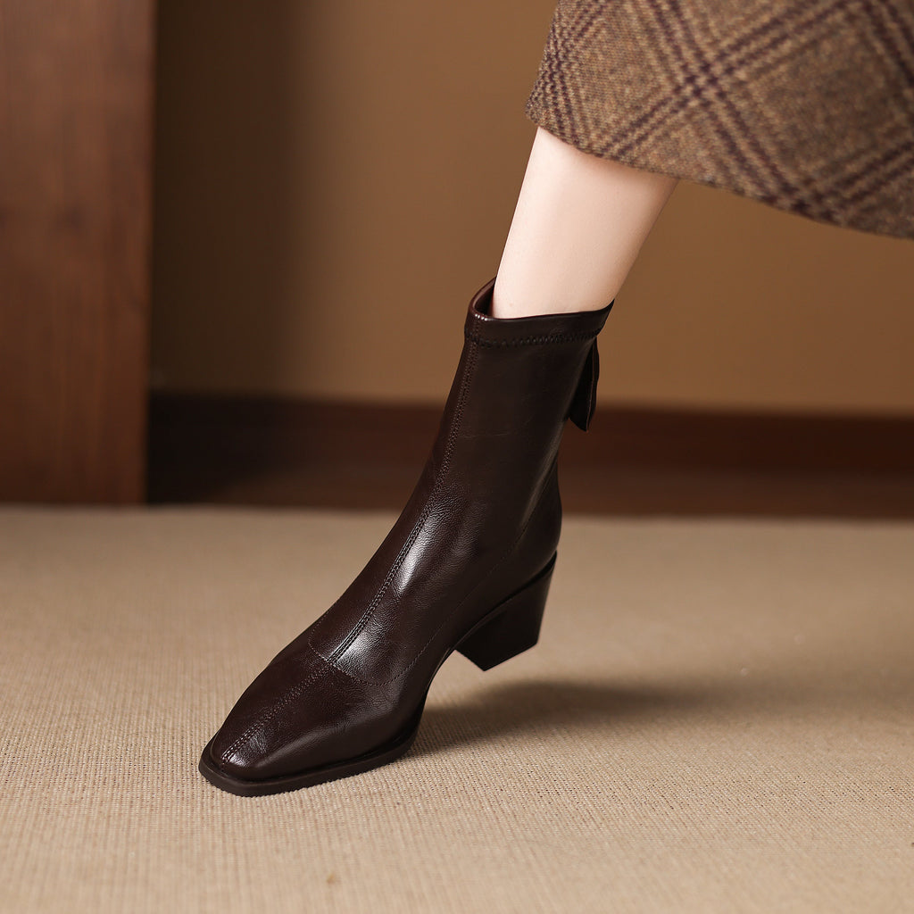 [Moloershow] 마야 스퀘어토 스판 6.5cm 앵클부츠 (기본/기모)