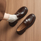 [M118] 아멜리(Amélie) 두툼굽 메탈장식 로퍼 - 4cm 브라운