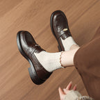 [M118] 아멜리(Amélie) 두툼굽 메탈장식 로퍼 - 4cm 브라운