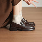 [M118] 아멜리(Amélie) 두툼굽 메탈장식 로퍼 - 4cm 브라운