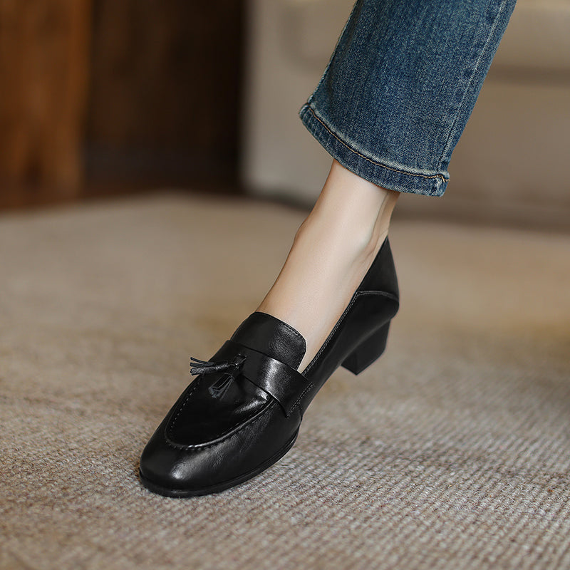 [M112] 르 오데온(Le Odeon) 클래식 태슬 소가죽 로퍼 - 블랙