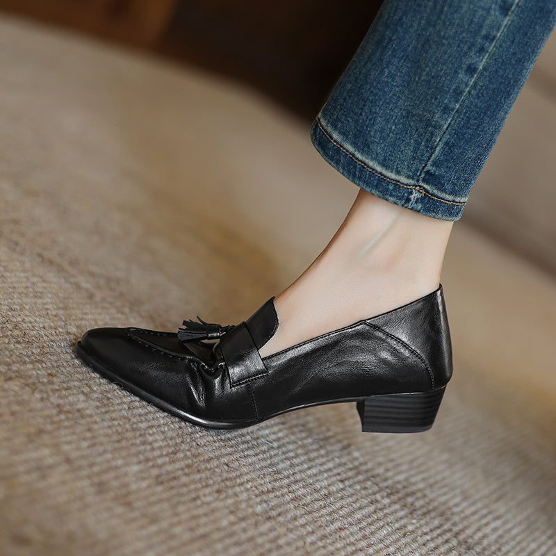 [M112] 르 오데온(Le Odeon) 클래식 태슬 소가죽 로퍼 - 블랙