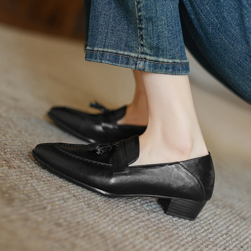 [M112] 르 오데온(Le Odeon) 클래식 태슬 소가죽 로퍼 - 블랙