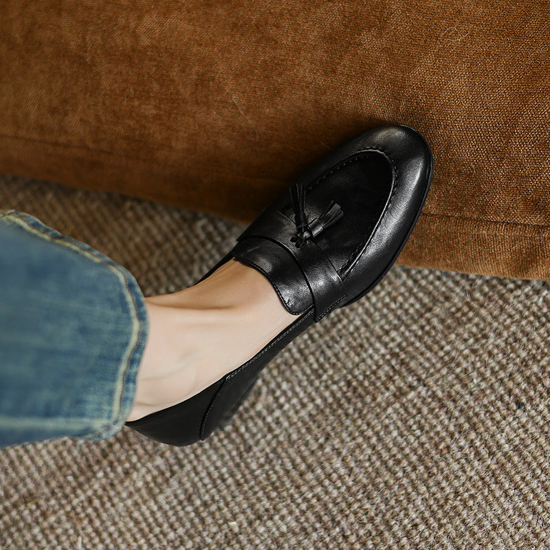 [M112] 르 오데온(Le Odeon) 클래식 태슬 소가죽 로퍼 - 블랙