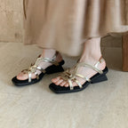 [M145] 온딘(Ondine) 천연양가죽 편안한 샌들 4cm - 금색