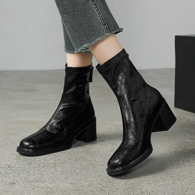 [Moloershow] 세레나 라운드토 스판 6cm 앵클부츠 (기본/기모)