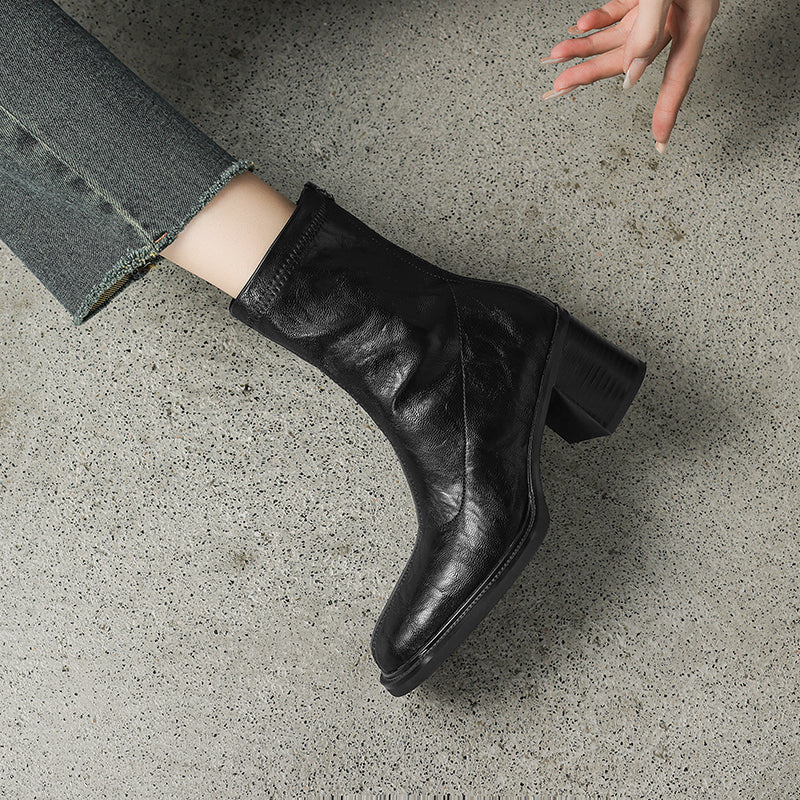 [Moloershow] 세레나 라운드토 스판 6cm 앵클부츠 (기본/기모)