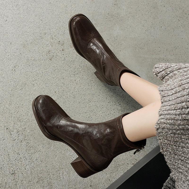 [Moloershow] 세레나 라운드토 스판 6cm 앵클부츠 (기본/기모)