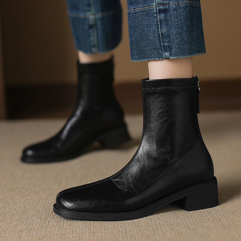 소피(The Sophie) 라운드토 스판 앵클부츠 (4cm) - 블랙