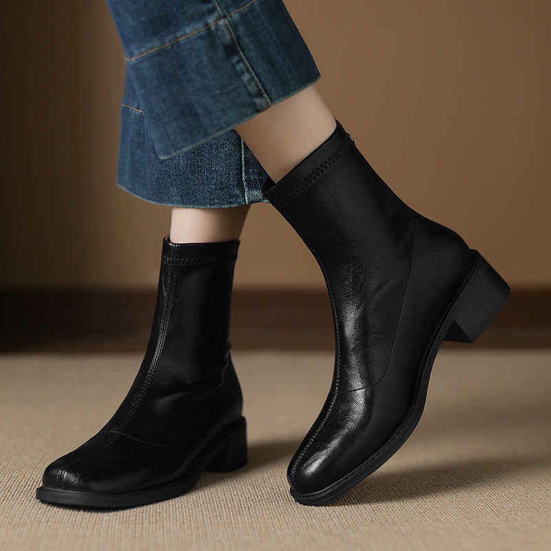 소피(The Sophie) 라운드토 스판 앵클부츠 (4cm) - 블랙