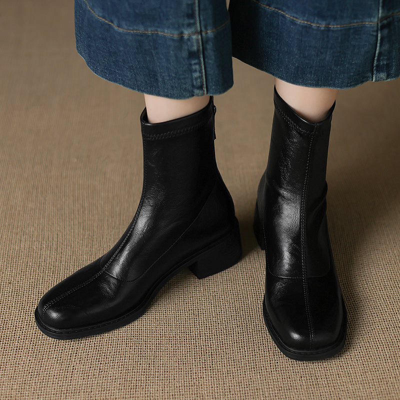 소피(The Sophie) 라운드토 스판 앵클부츠 (4cm) - 블랙