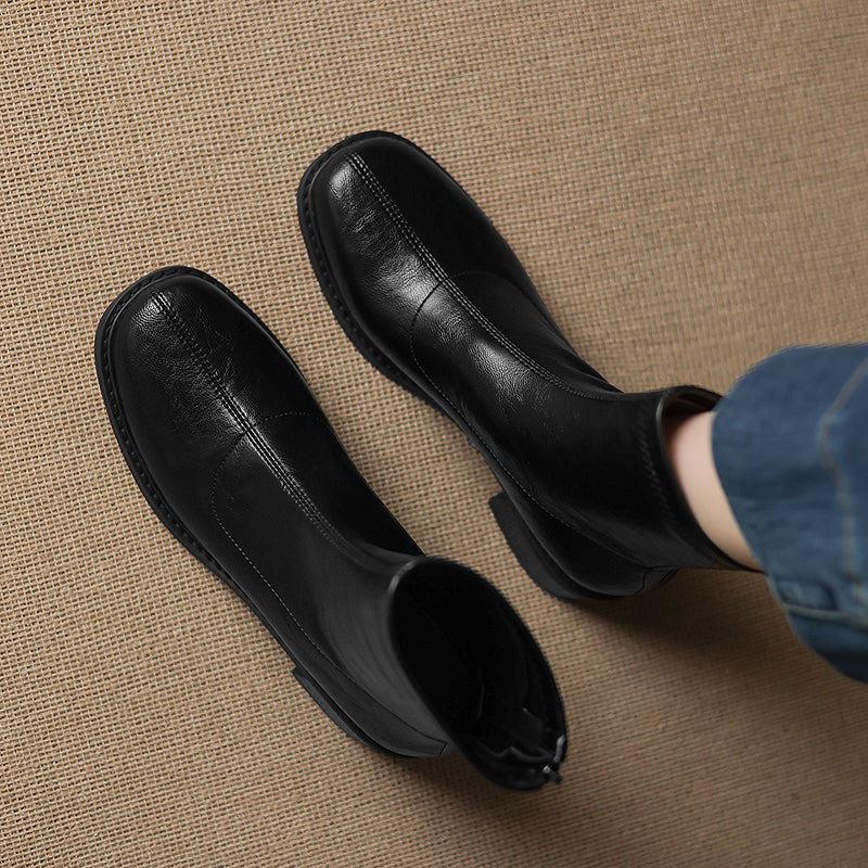 소피(The Sophie) 라운드토 스판 앵클부츠 (4cm) - 블랙