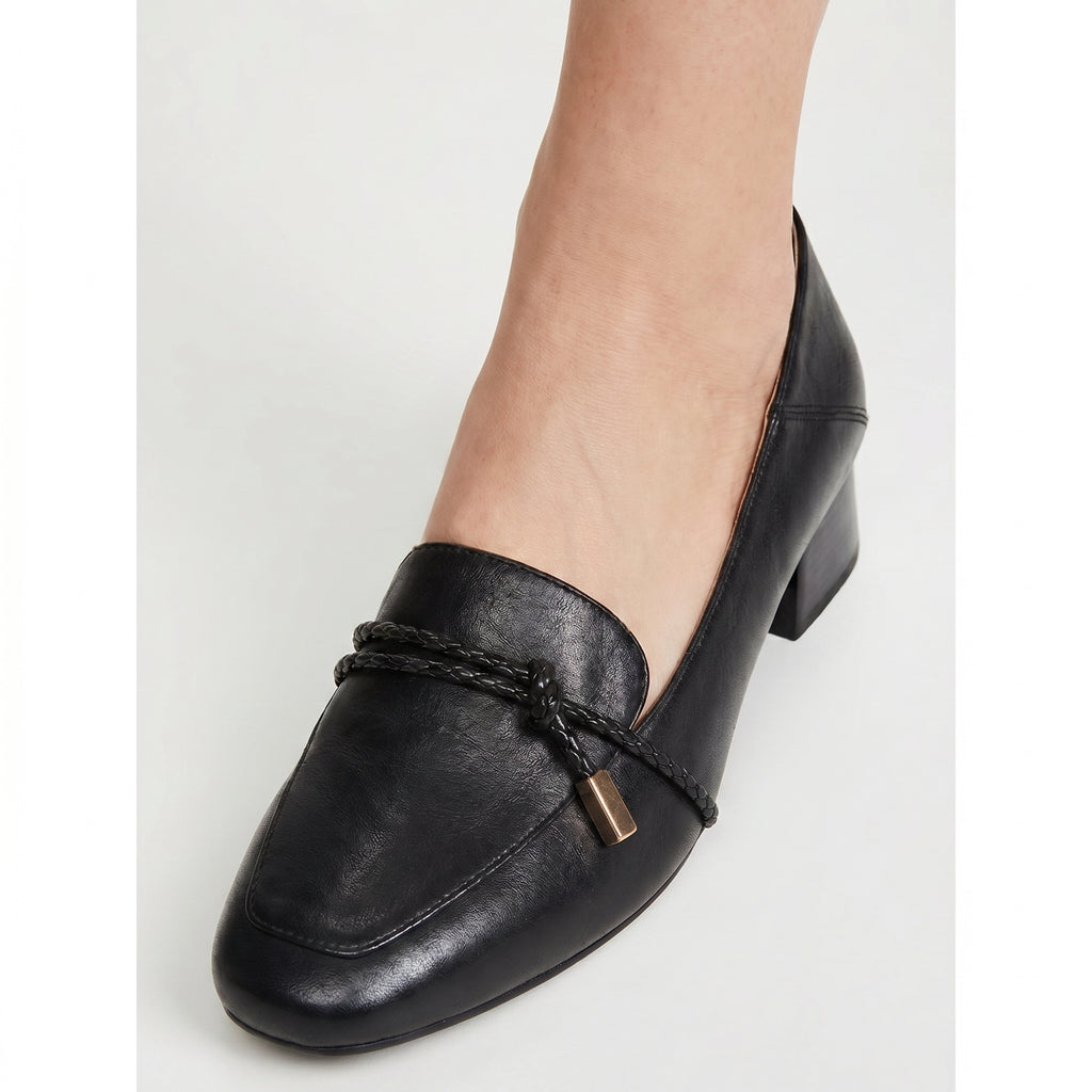 [M146] 탈리(Thalie) 마가죽 스퀘어토 통기성 로퍼 3.5cm - 블랙