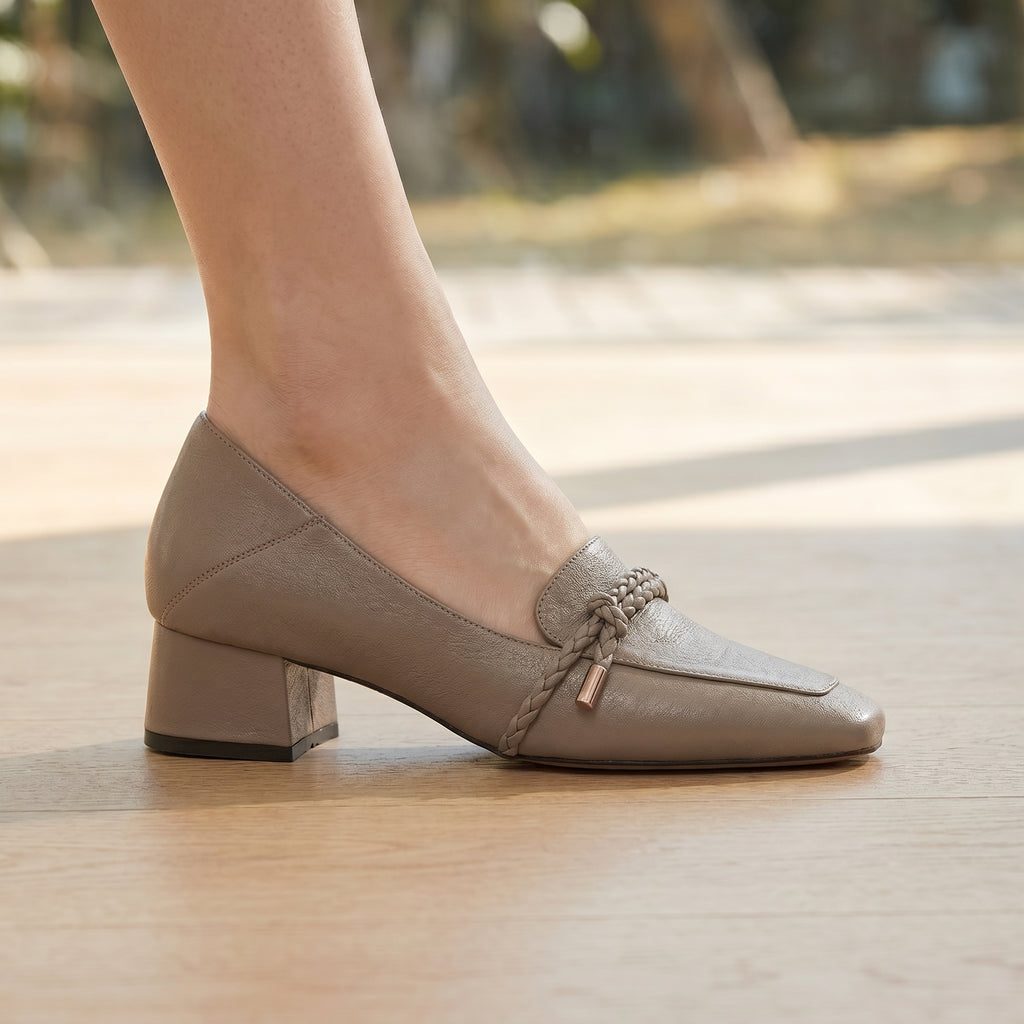 [M146] 탈리(Thalie) 마가죽 스퀘어토 통기성 로퍼 3.5cm - 그레이