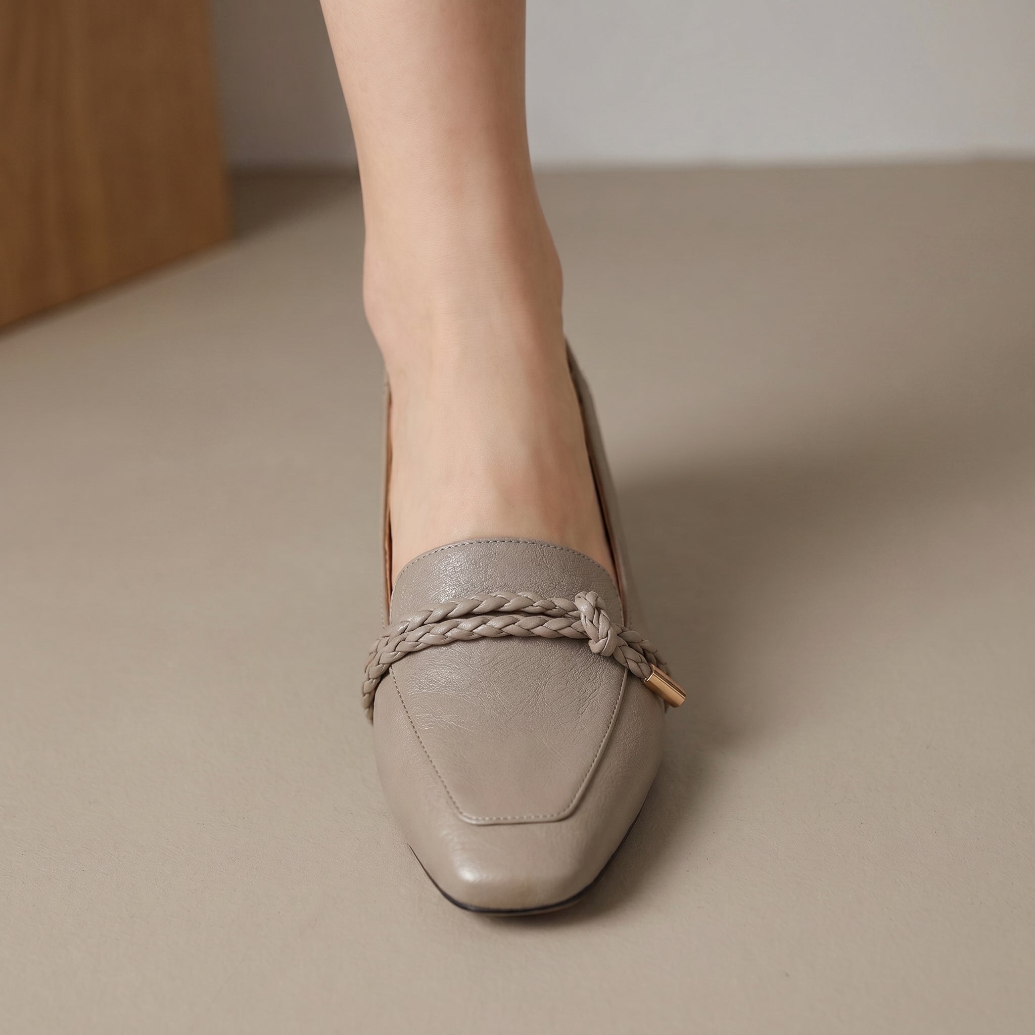 [M146] 탈리(Thalie) 마가죽 스퀘어토 통기성 로퍼 3.5cm - 그레이