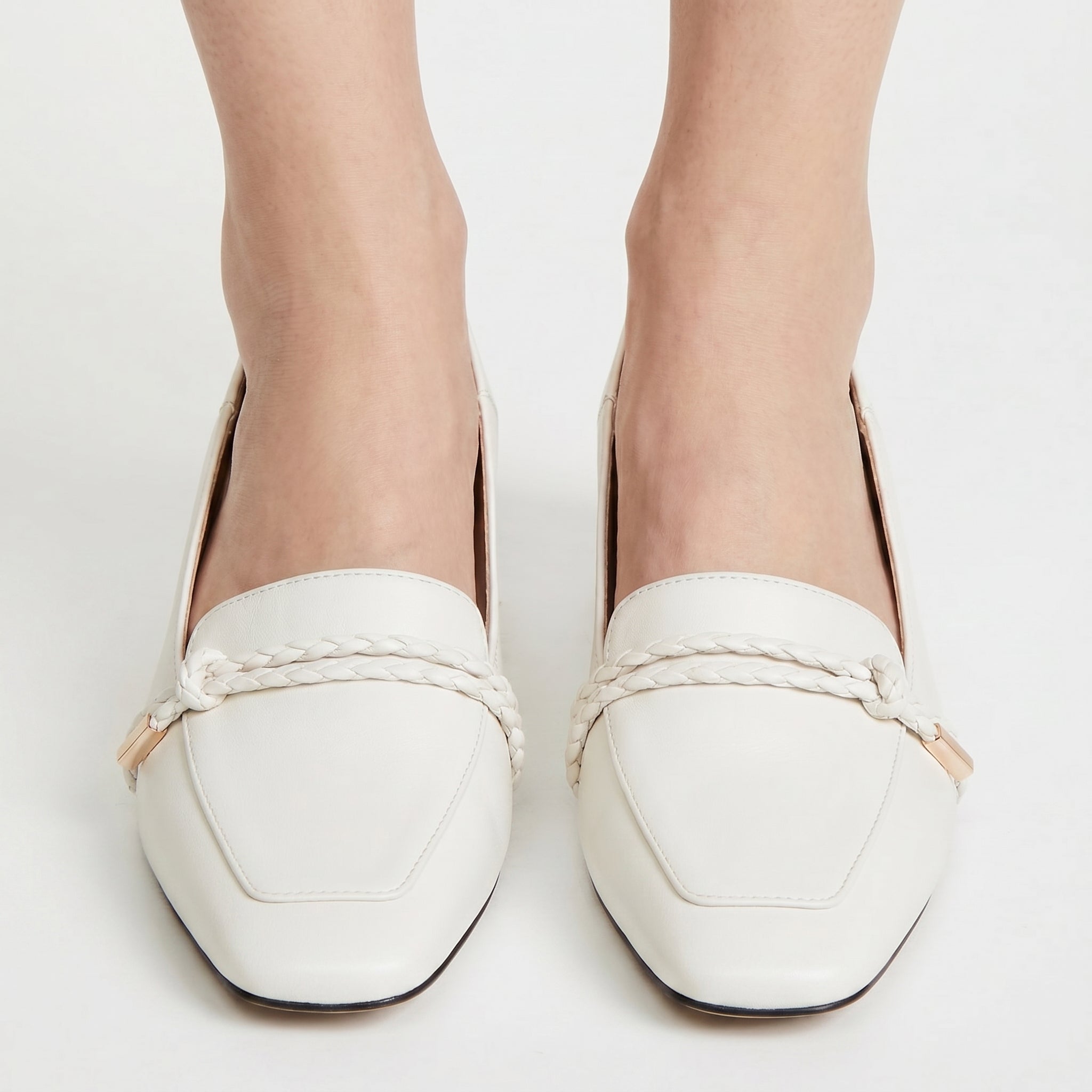 [M146] 탈리(Thalie) 마가죽 스퀘어토 통기성 로퍼 3.5cm - 화이트