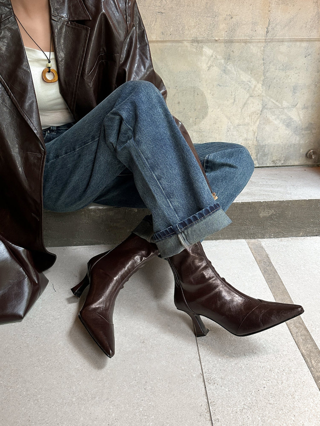 발렌티나 스틸레토 스판 앵클부츠 (7.5cm)